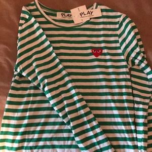 Comme des garçons green striped longsleeve